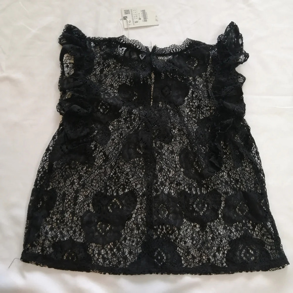 NWT Zara Lace Floral Blouse with Flutter Sleeves Small - Picture 12 of 16